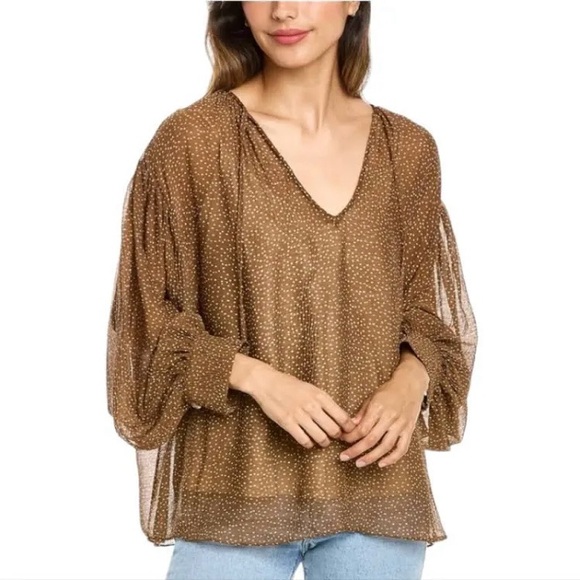 Vince Starry dot shirred-neck blouse - Picture 2 of 13